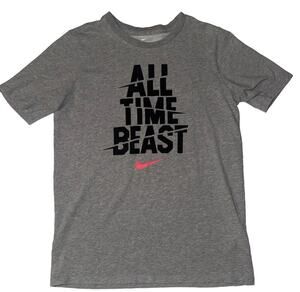 Nike Dri-FIT Boys Large Gray Graphic T Shirt Athletic Performance Tee